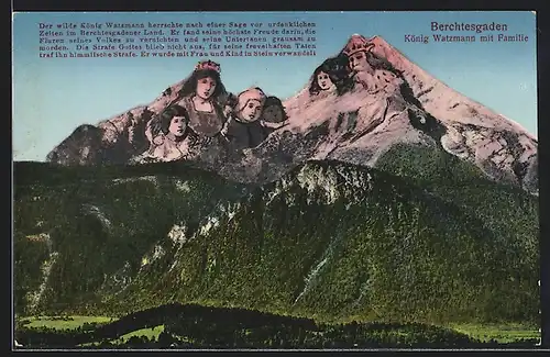 AK Berg mit Gesicht / Berggesichter, König Watzmann und seine Familie