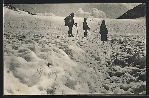 AK Niederjoch, Bergsteiger beim Übergang