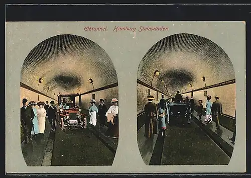 AK Hamburg-St. Pauli, Elbtunnel, Innenansicht Steinwärder