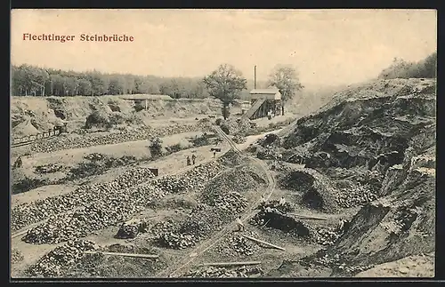 AK Flechtingen, Steinbrüche mit Arbeitern und Förderband