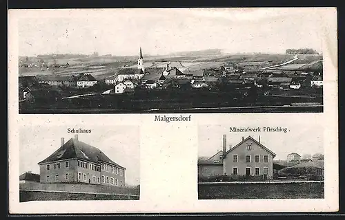 AK Malgersdorf, Mineralwerk Pfirsching, Schulhaus, Gesamtansicht