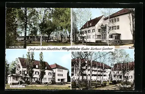 AK Bad Mingolsheim / Baden, Kurhaus Gantner mit Café im Park