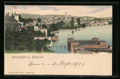 AK Überlingen / Bodensee, Ortsansicht aus der Vogelschau
