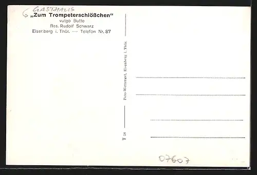 AK Eisenberg / Thür., Gasthaus zum Trompeterschlösschen