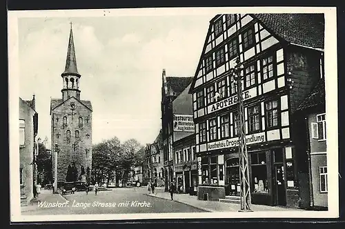 AK Wunstorf, Lange Strasse mit Kirche