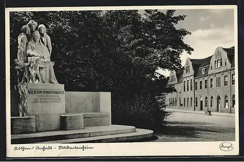 AK Köthen / Anhalt, Denkmal der Fröbelpädagogin Angelika Hartmann, Studentenheim