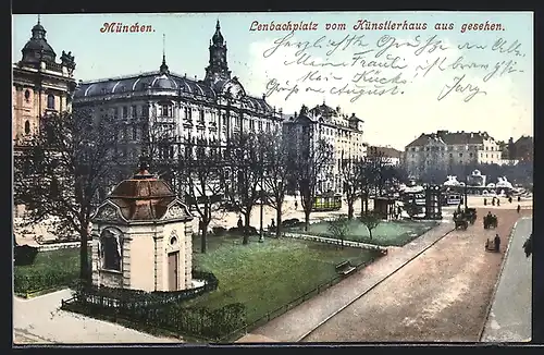 AK München, Lenbachplatz von Künstlerhaus gesehen