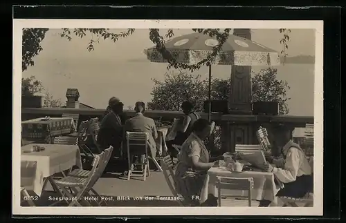 AK Seeshaupt am Starnberger See, Hotel Post, Blick von der Terrasse