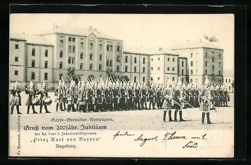 AK Augsburg, Garde-Grenadier-Kompagnie des kgl. bayr. 3. Infanterie-Regiments Prinz Karl von Bayern