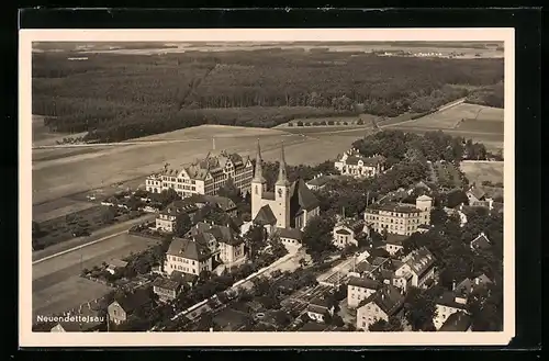 AK Neuendettelsau, Fliegeraufnahme des Ortes mit Kirche