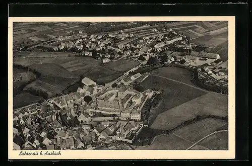 AK Lichtenau b. Ansbach, Fliegeraufnahme mit Burg