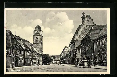 AK Weismain, Hauptstrasse mit Brunnen