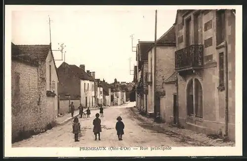 AK Premeaux, Vue dans Rue Principale