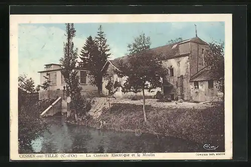AK Cessey-sur-Tille, La Centrale Electrique et le Moulin