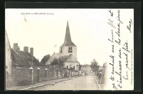 AK Aillant-sur-Milleron, Hauptstrasse mit Kirche