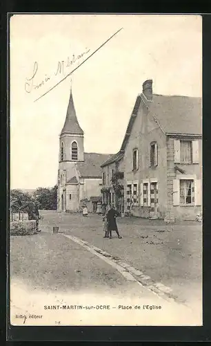 AK Saint-Martin-sur-Ocre, Place de l`Eglise