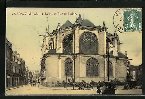 AK Montargis, L`Église et Rue de Loing