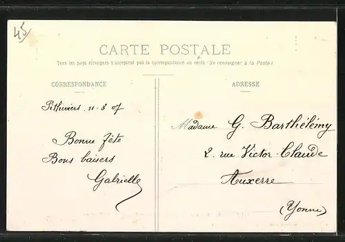 AK Pithiviers, Vue à vol d`oiseau, Fragment de la Tour du Clocher