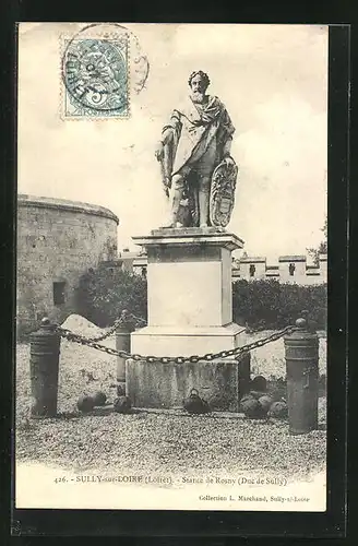 AK Sully-sur-Loire, Statue de Rosny