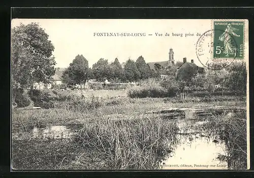 AK Fontenay-sur-Loing, Vue du Bourg prise du Loing