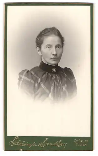 Fotografie Schobinger & Sandherr, St. Gallen, Portrait junge Dame mit zurückgebundenem Haar