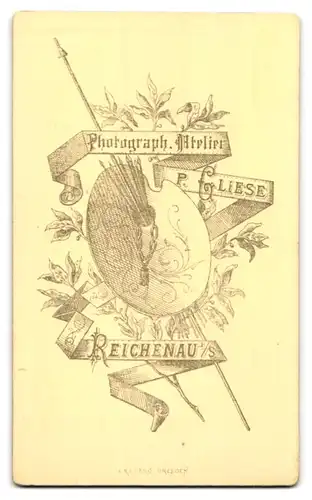 Fotografie P. Gliese, Reichenau i / S., Portrait bürgerlicher Herr mit Brille und Zwirbelbart