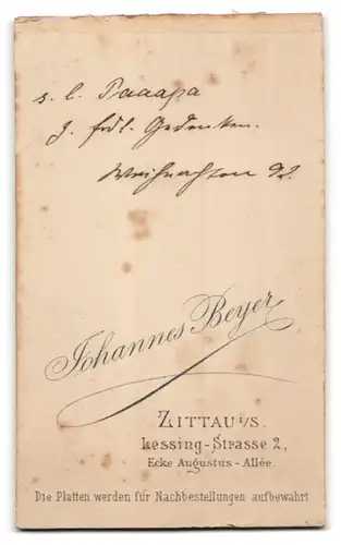 Fotografie Johanes Beyer, Zittau i. S., Portrait Edelmann mit Zwicker und Schnauzbart