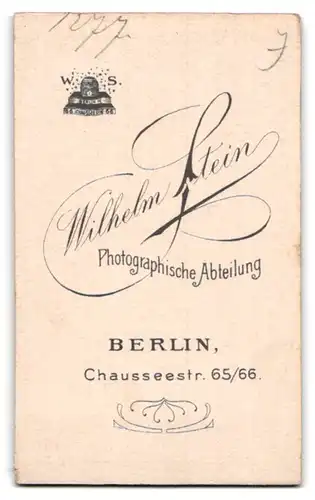 Fotografie Wilhelm Stein, Berlin, Portrait bürgerliche Dame mit zurückgebundenem Haar