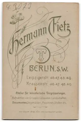 Fotografie Hermann Tietz, Berlin-SW, Portrait bürgerliche Dame mit Blume an Stuhl gelehnt