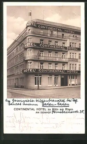 AK Köln, Continental Hotel am Domhof