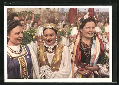 AK Die Jugend der Welt will den Frieden, Festliche Völkerverbrüderung, DDR-Propaganda