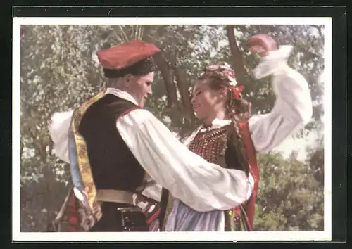 AK Die Jugend der Welt will den Frieden, Polnisches Tanzpaar, DDR-Propaganda