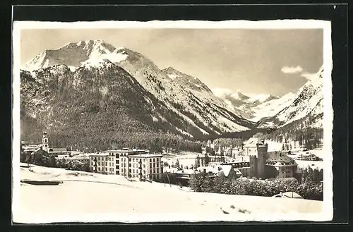 AK Pontresina, Enderlin`sche Hotels mit Blick ins Rosegtal