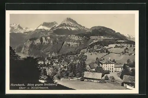 AK Morschach, Blick gegen Seelisberg, Ober- und Niederbauen