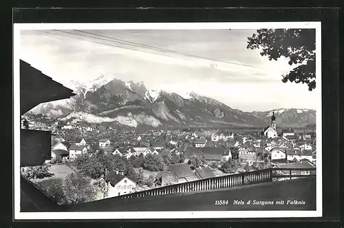 AK Mels-Sargans, Ortsansicht mit Blick gen Falknis