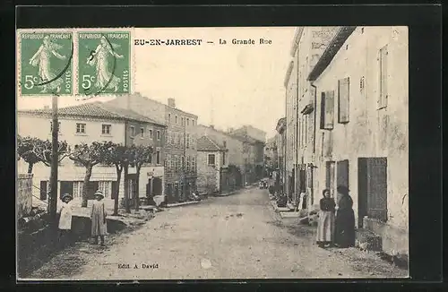 AK Soucieu-en-Jarrest, La Grande Rue, Strassenpartie