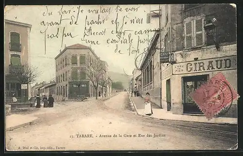 AK Tarare, Avenue de la Gare et Rue des Jardins