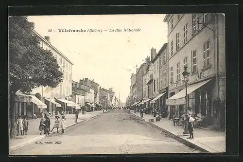 AK Villefranche, La Rue Nationale