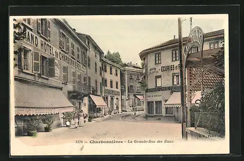 AK Charbonnières, La Grande-Rue des Eaux, Strassenpartie
