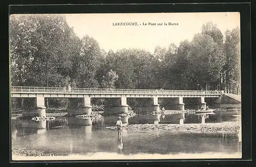 AK Larzicourt, Le Pont sur la Marne