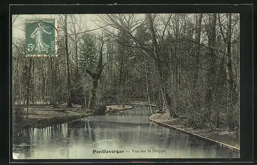 AK Pontfaverger, Vue sur la Suippe