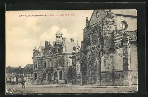 AK La Neuville-au-Pont, Hôtel de Ville et Eglise