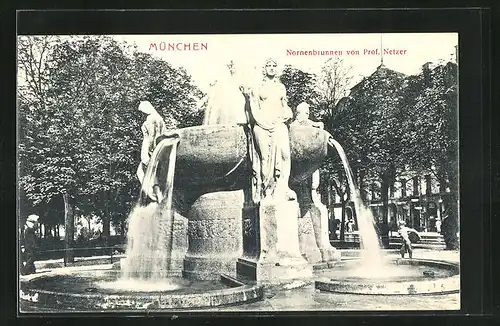 AK München, Blick auf den Nornenbrunnen