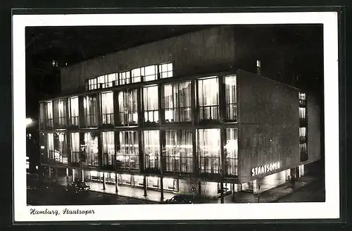 AK Hamburg-Neustadt, Blick auf die Hamburger Staatsoper bei Nacht