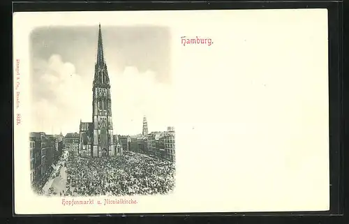 AK Hamburg, Hopfenmarkt und Nikolaikirche