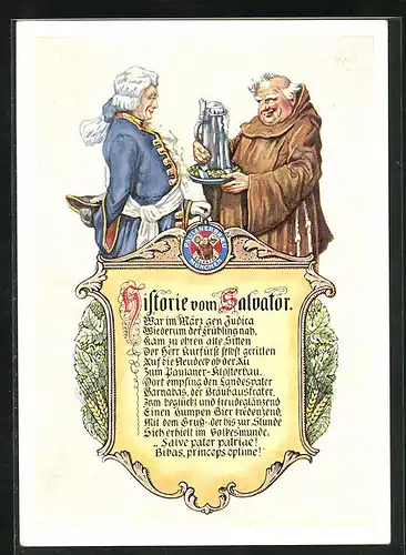 AK München-Au, Paulaner-Salvator-Thomasbräu, Gedicht bezüglich Gasthaus Salvator