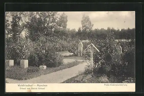 AK München-Hadern, Partie auf dem Waldfriedhof