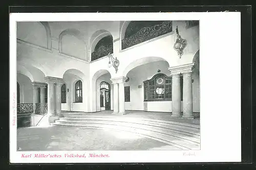 AK München, Innenansicht Müller`sche Volksbad, Vestibül / Eingangshalle