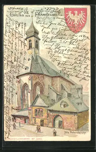 Künstler-AK Frankfurt, alte Peterskirche