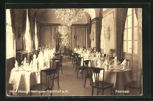 AK Frankfurt a. M., Hotel Monopol-Metropole, Festsaal, Innenansicht